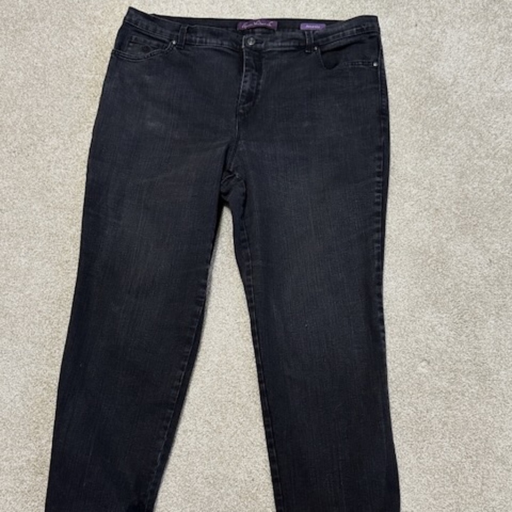 Gloria Vanderbilt AMANDA High Waist Straight Leg Black Jeans Pocket Bling 18W